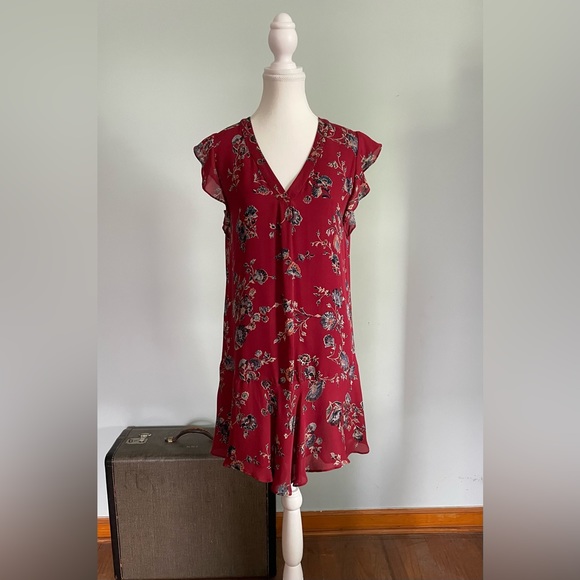 Joie Almarie B Silk Floral Dress Tandoori Red Size Small - Picture 3 of 13